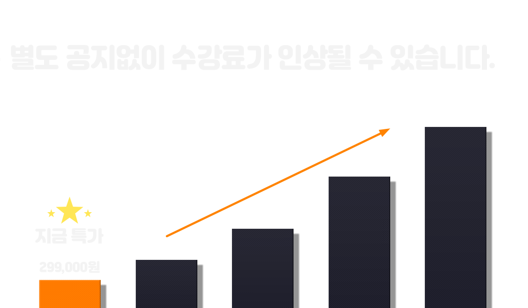 오늘 특가, 잔여수량 소진시 수강료가 인상됩니다