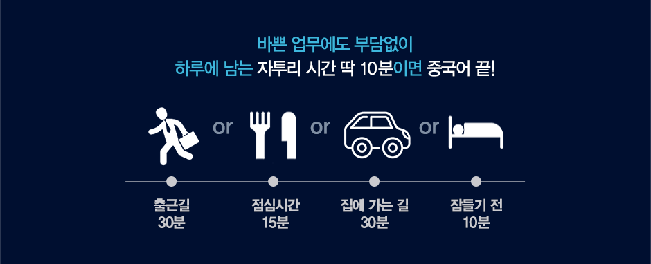 바쁜 업무에도 부담없이 하루에 남는 자투리 시간 딱 10분이면 중국어 끝